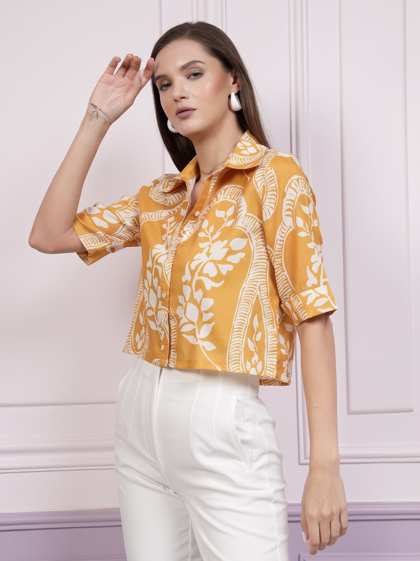 Athena Floral Printed Shirt Style Top