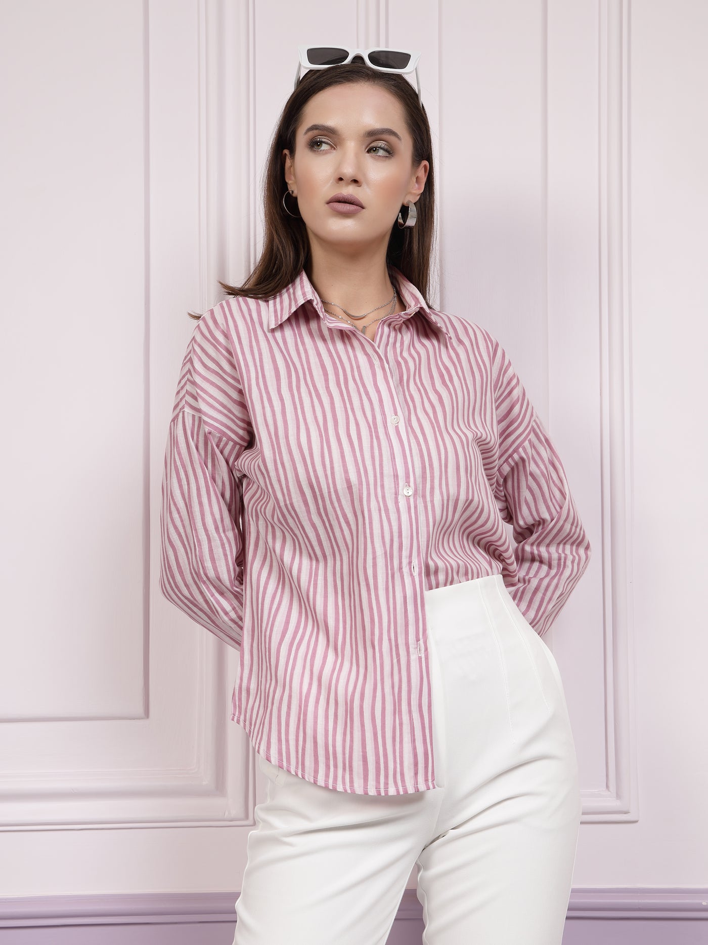 Athena Vertical Stripes Cotton Casual Shirt