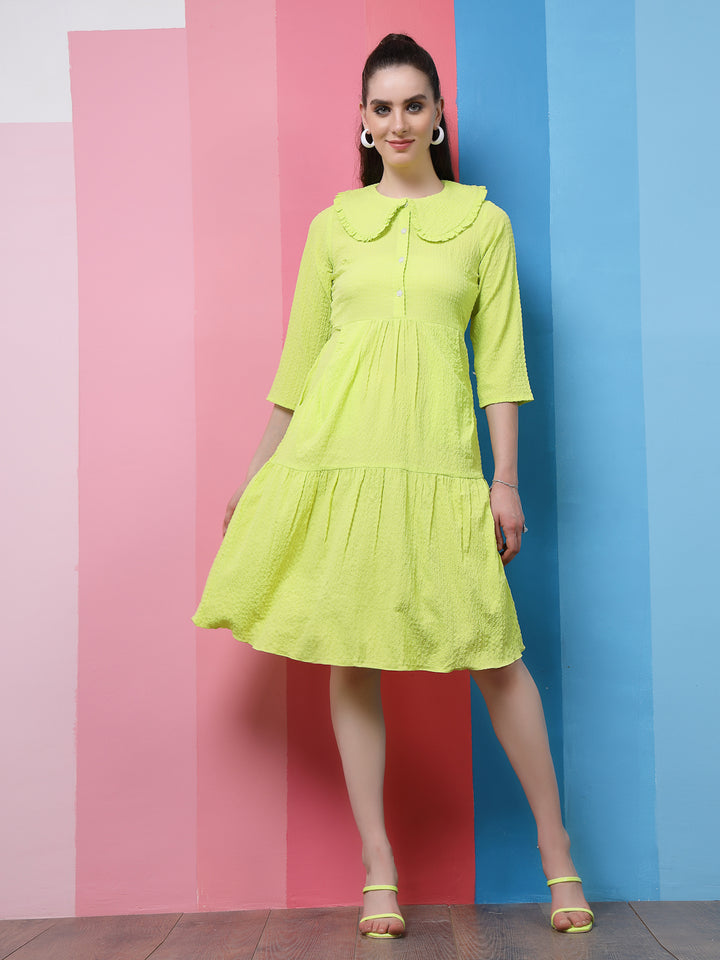 Athena Green Self Design Peter Pan Collar A-Line Dress athenalifestyle.com Athena Green Self Design Peter Pan Collar A-Line Dress athenalifestyle.com