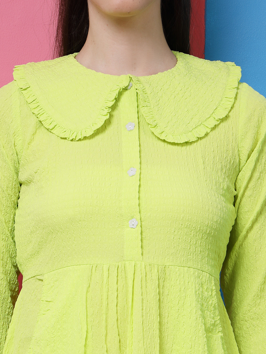 Athena Green Self Design Peter Pan Collar A-Line Dress athenalifestyle.com Athena Green Self Design Peter Pan Collar A-Line Dress athenalifestyle.com