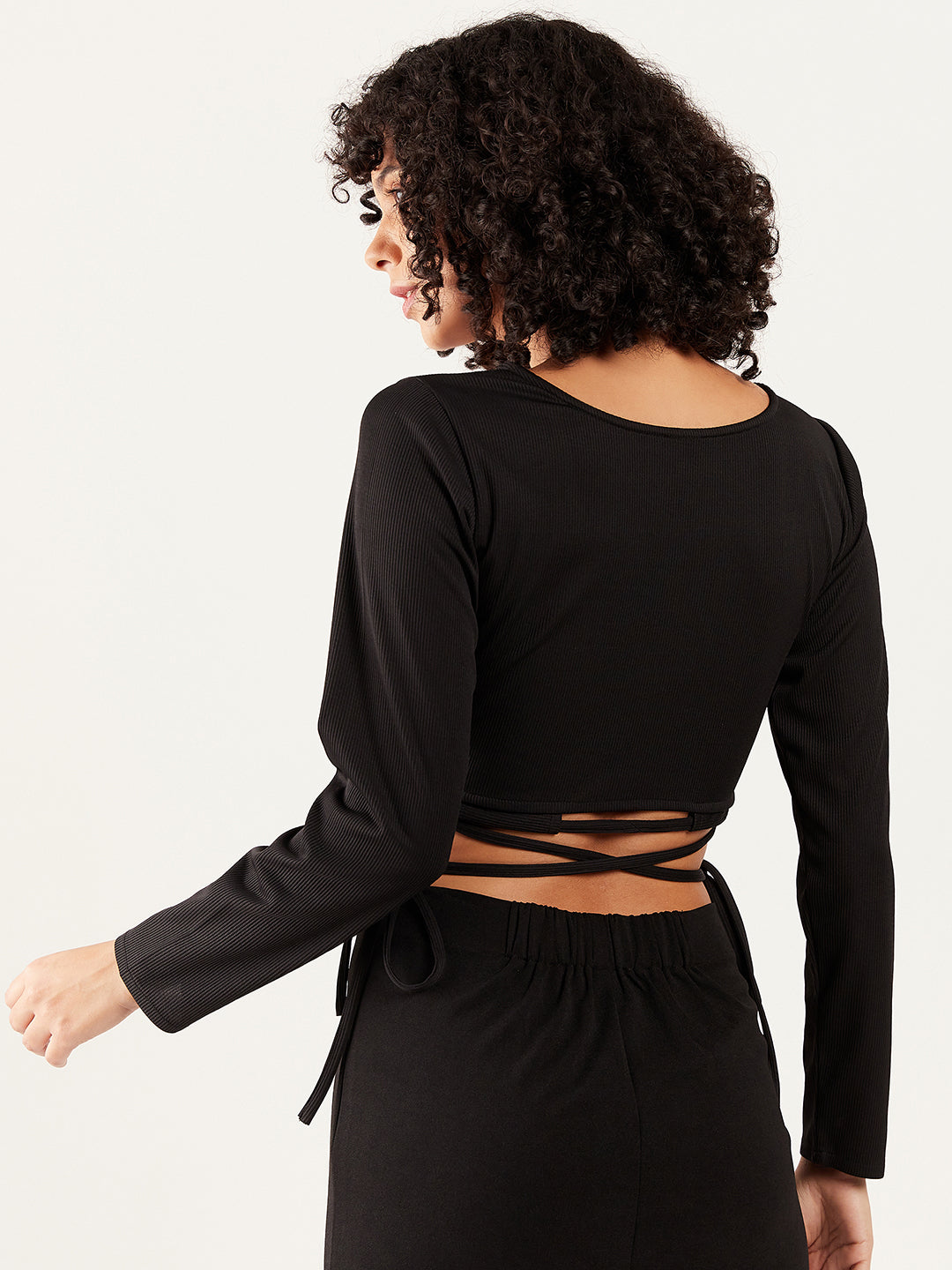 Athena Square Neck Ribbed Fitted Crop Top