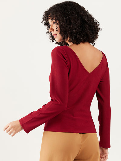 Athena V-Neck Long Sleeve Twisted Regular Top