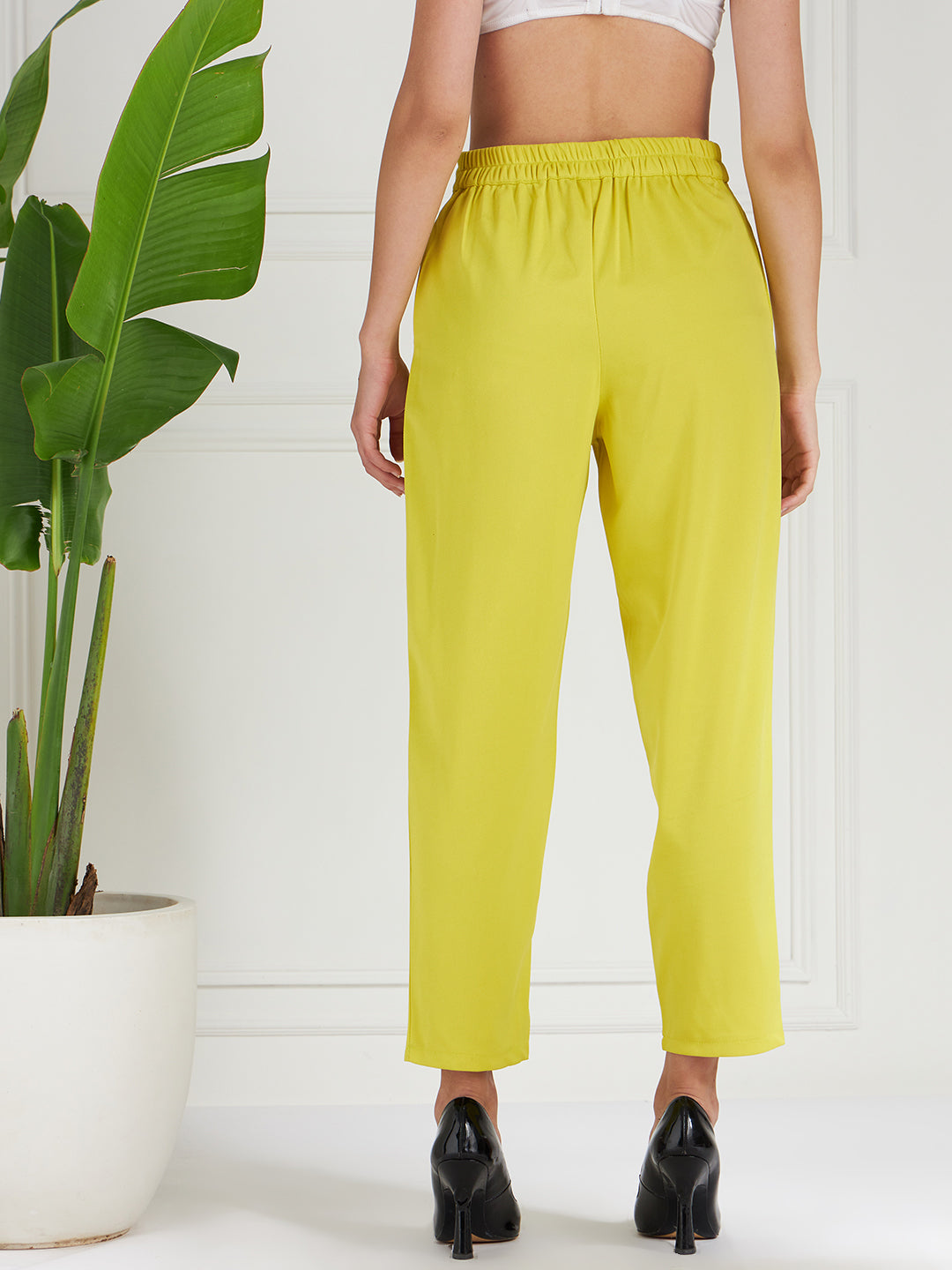 Buy Duve Fashion Women Yellow Solid Cotton Lycra Blend Casual Trousers  Online at Best Prices in India  JioMart
