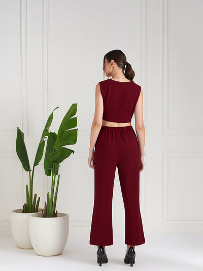 Athena V-Neck Crop Top With Trousers Co-Ords - Athena Lifestyle