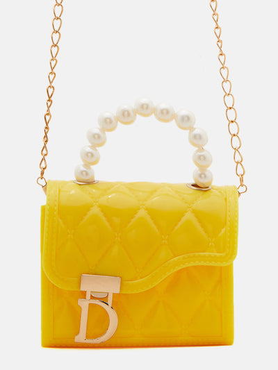 Athena Yellow Textured Quilted Structured Handheld Bag - Athena Lifestyle