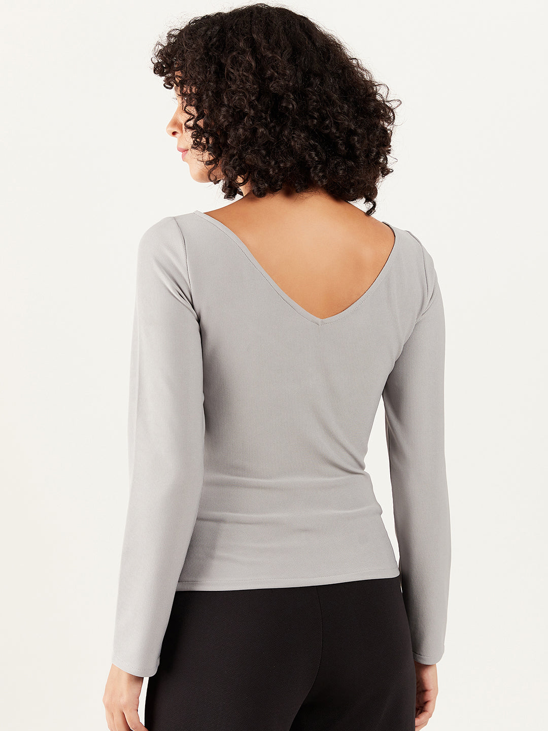 Athena V-Neck Long Sleeve Twisted Regular Top