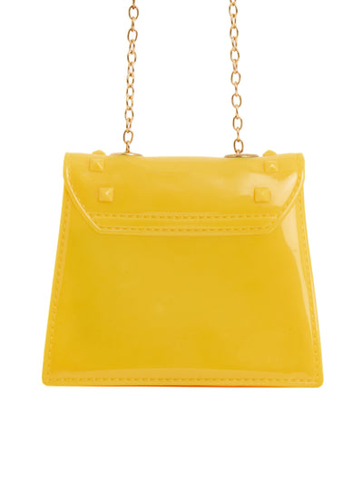 Athena Yellow Textured PU Structured Sling Bag - Athena Lifestyle