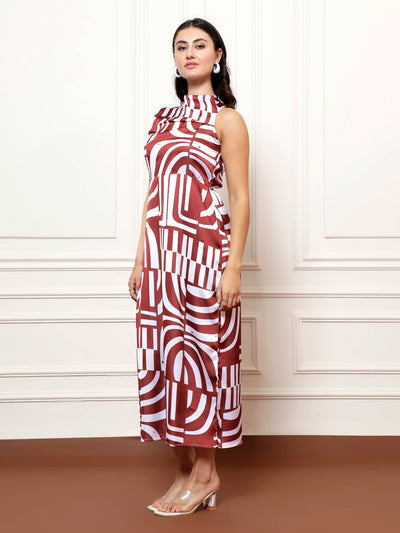 Athena Print Satin A-Line Maxi Dress