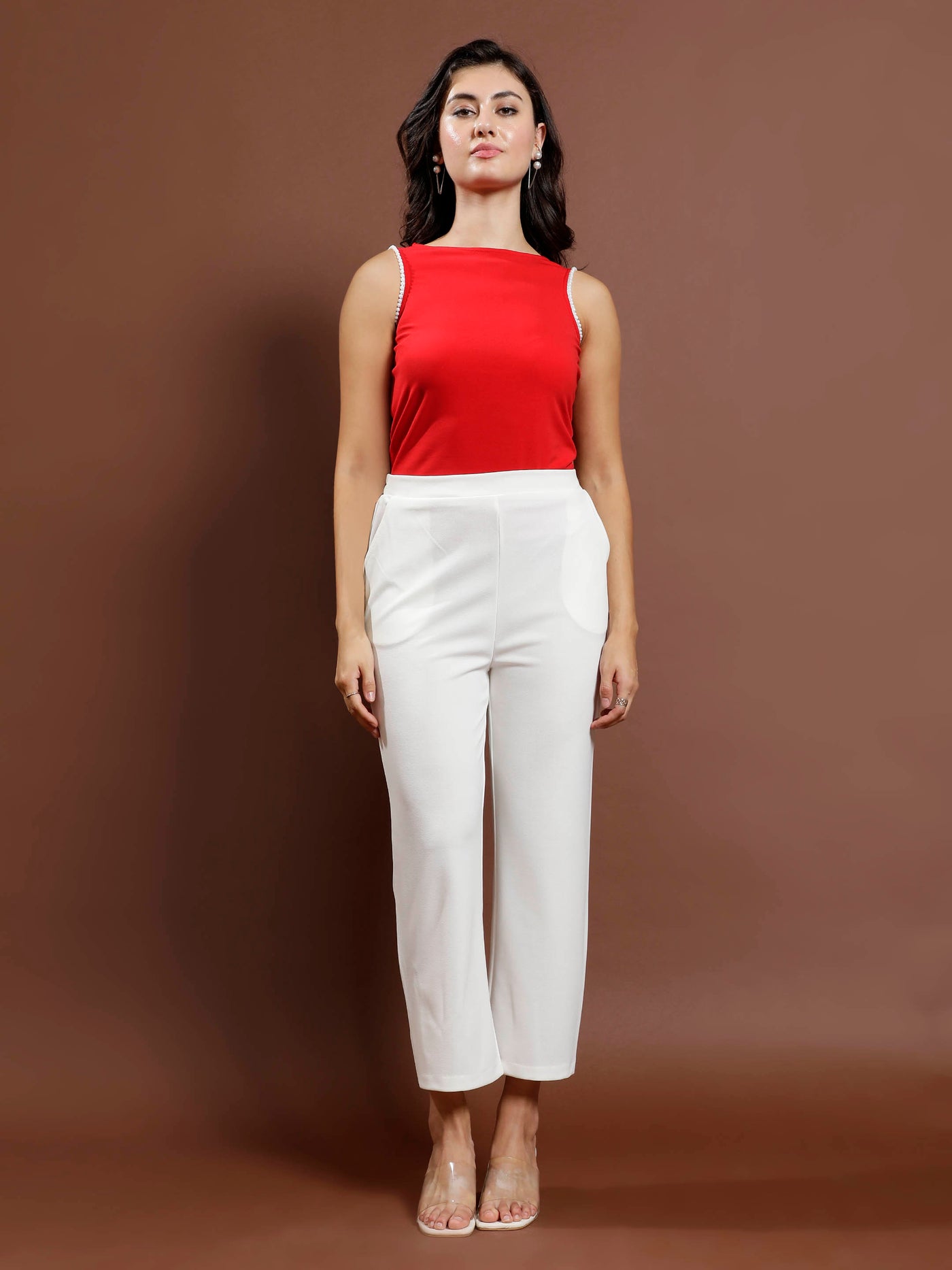 Athena Red regular fitted top