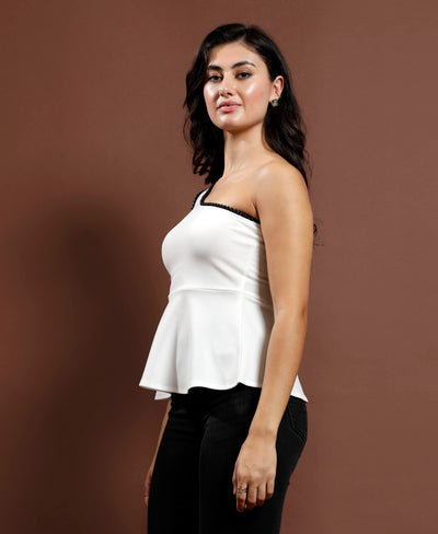 Athena Embellished One Shoulder Peplum Top