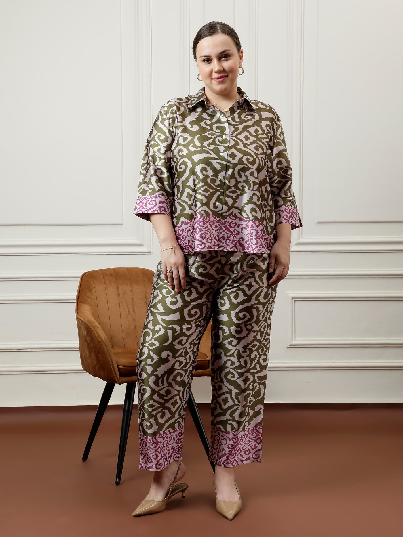 Athena Ample Printed Shirt With Trouser Co-Ords