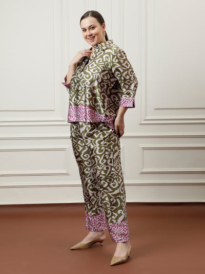 Athena Ample Printed Shirt With Trouser Co-Ords