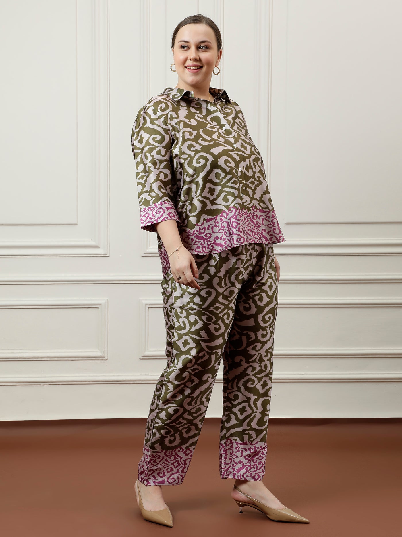 Athena Ample Printed Shirt With Trouser Co-Ords