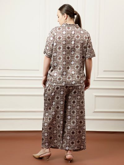 Athena Ample Printed Shirt With Trouser Co-Ords