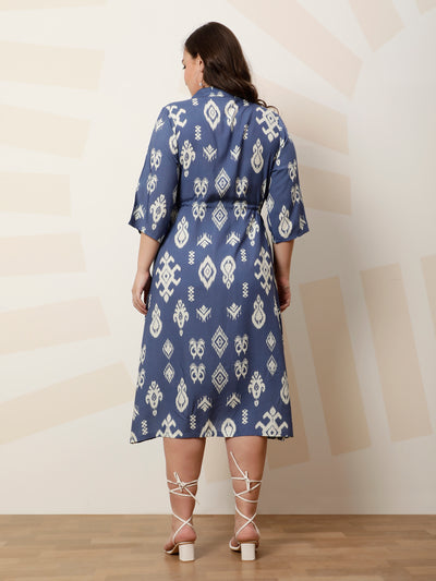 Athena Ample Plus Size Ethnic Motifs Printed Shirt Midi Ethnic Dress