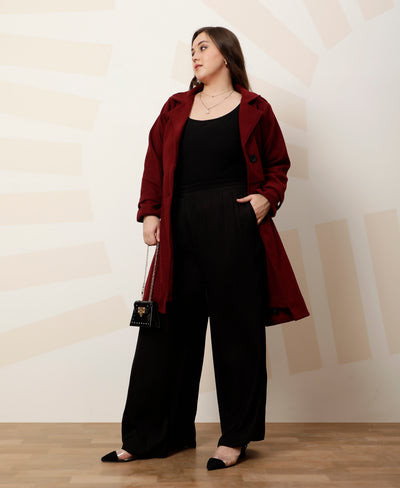 Athena Ample Woolen Long Sleeve Single-Breasted Overcoat