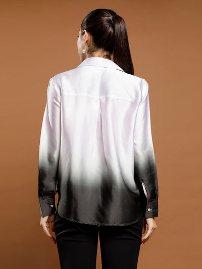 Athena Immutable Ombre Print Satin Shirt Style Top