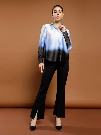 Athena Immutable Ombre Print Satin Shirt Style Top