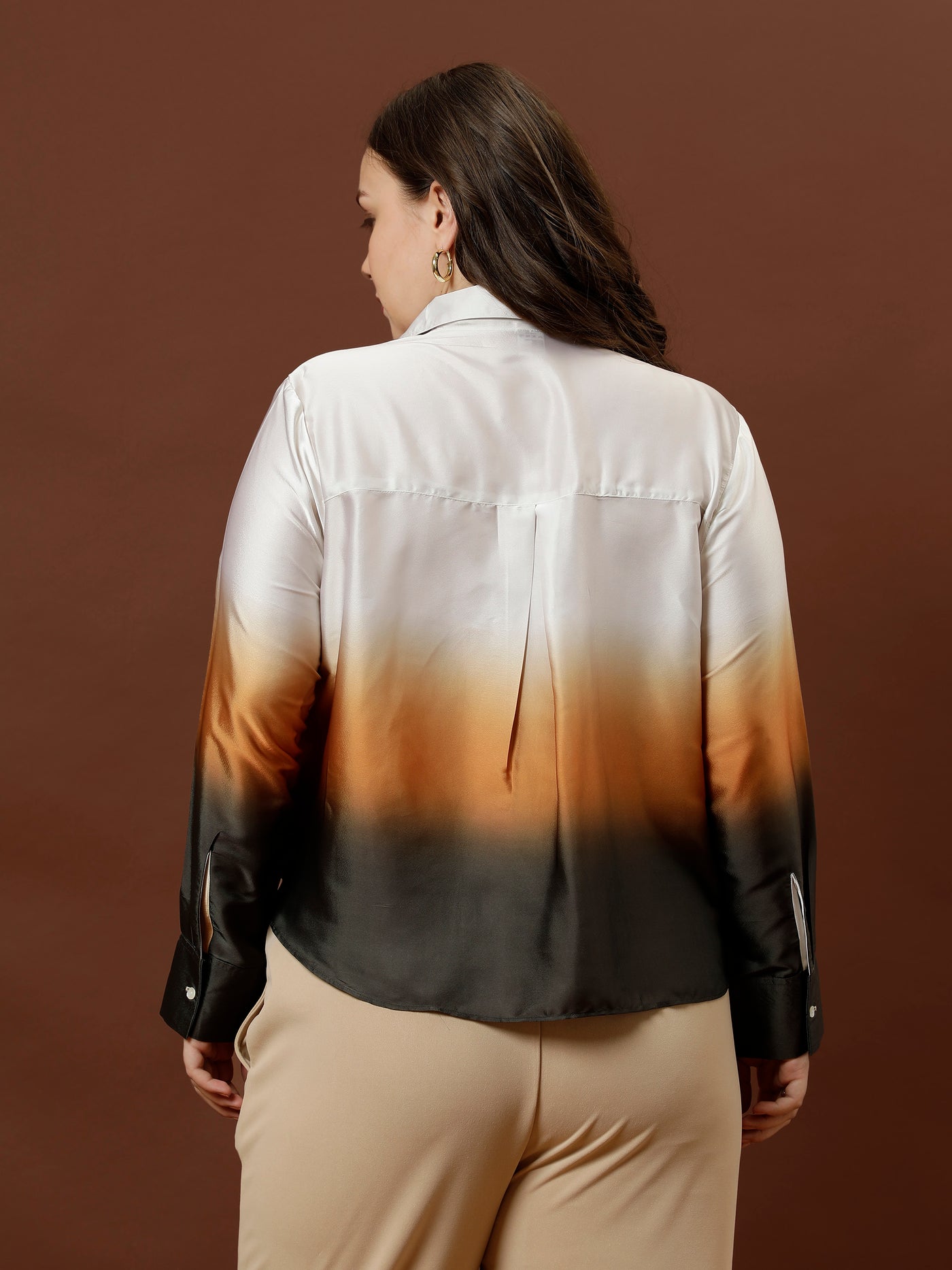 Athena Ample Ombre Print Satin Shirt Style Top