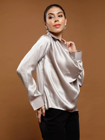 Athena Silver-toned regular shirt style top