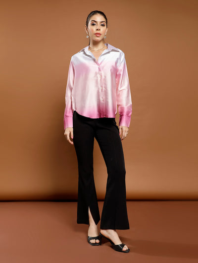 Athena Immutable Ombre Print Satin Shirt Style Top