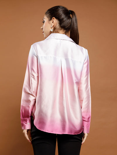 Athena Immutable Ombre Print Satin Shirt Style Top