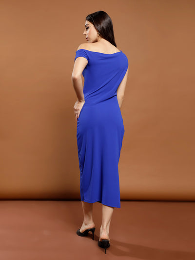 Athena Women Off-Shoulder Scuba Bodycon Midi Dress