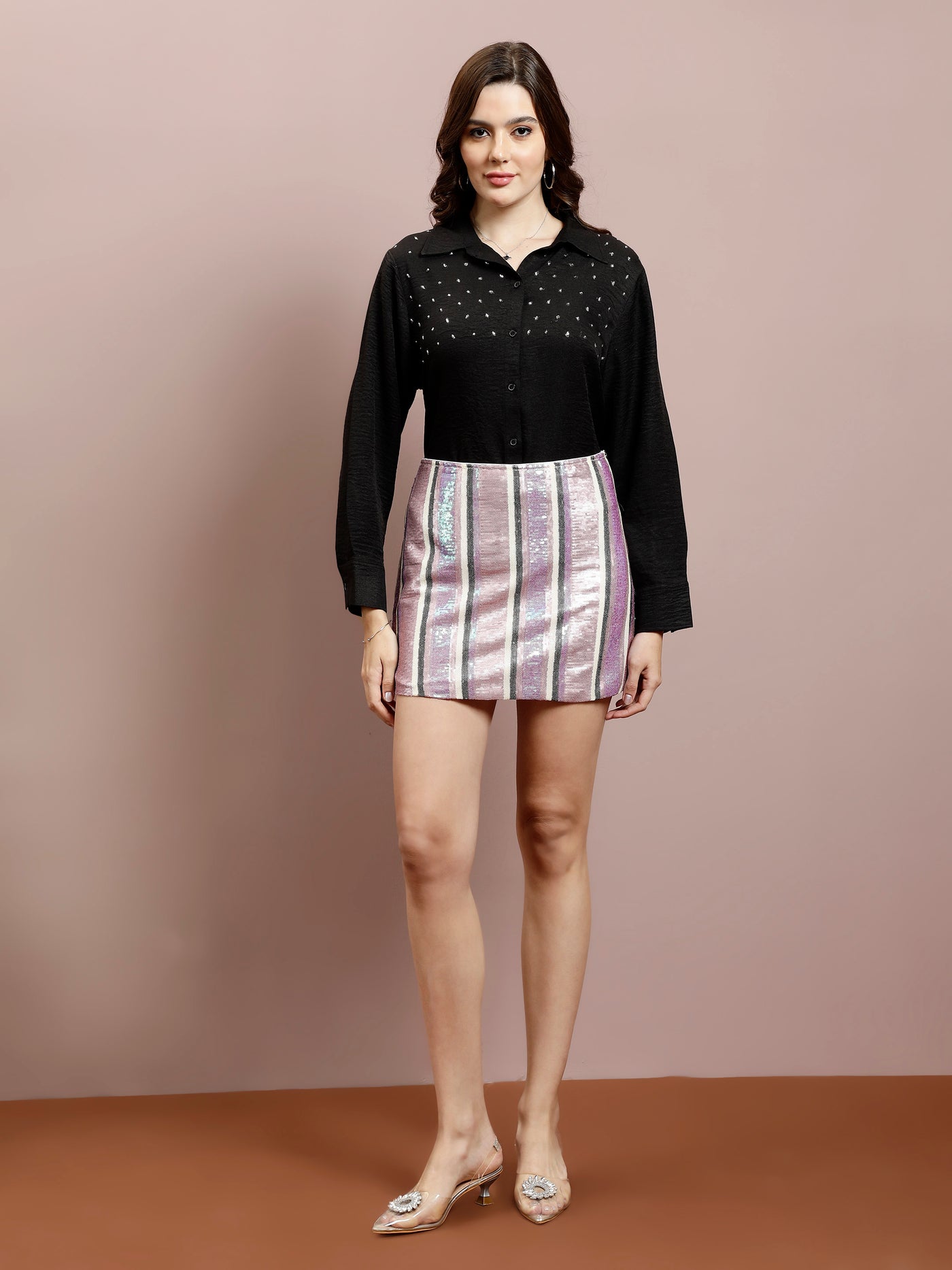 Athena Embellished Shirt & Skirt Co-Ord Set