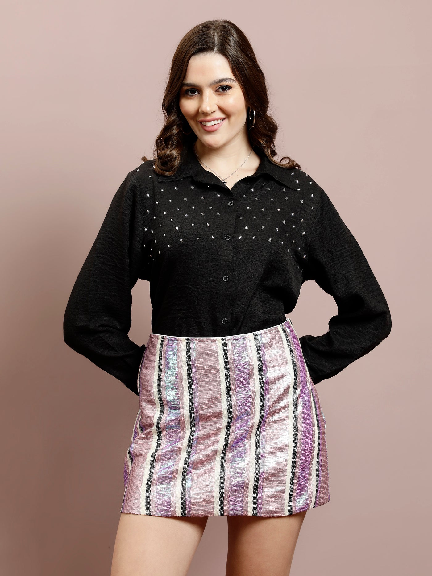 Athena Embellished Shirt & Skirt Co-Ord Set