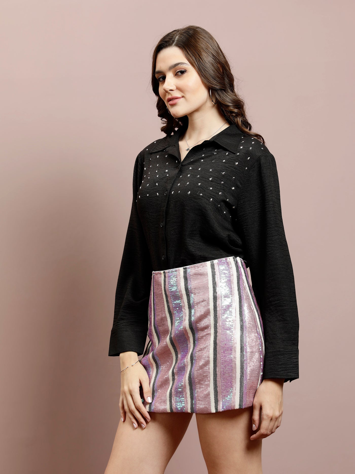 Athena Embellished Shirt & Skirt Co-Ord Set