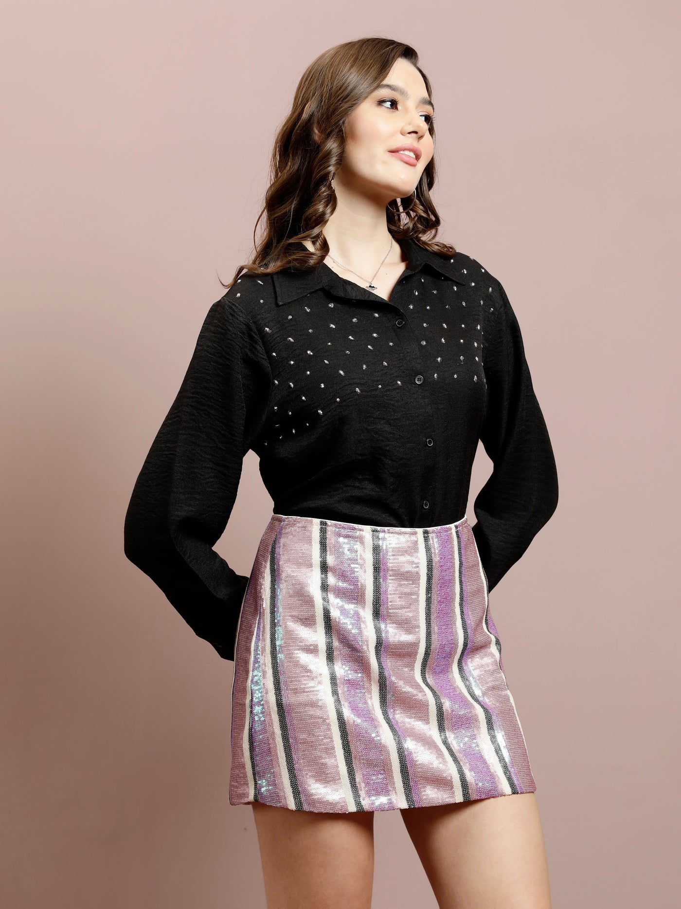 Athena Embellished Shirt & Skirt Co-Ord Set