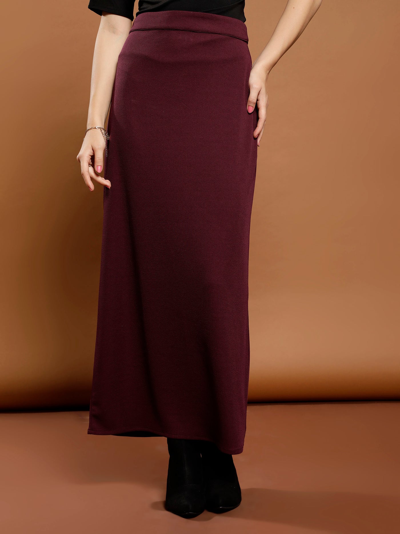 Athena Immutable Ribbed Straight Maxi Skirt