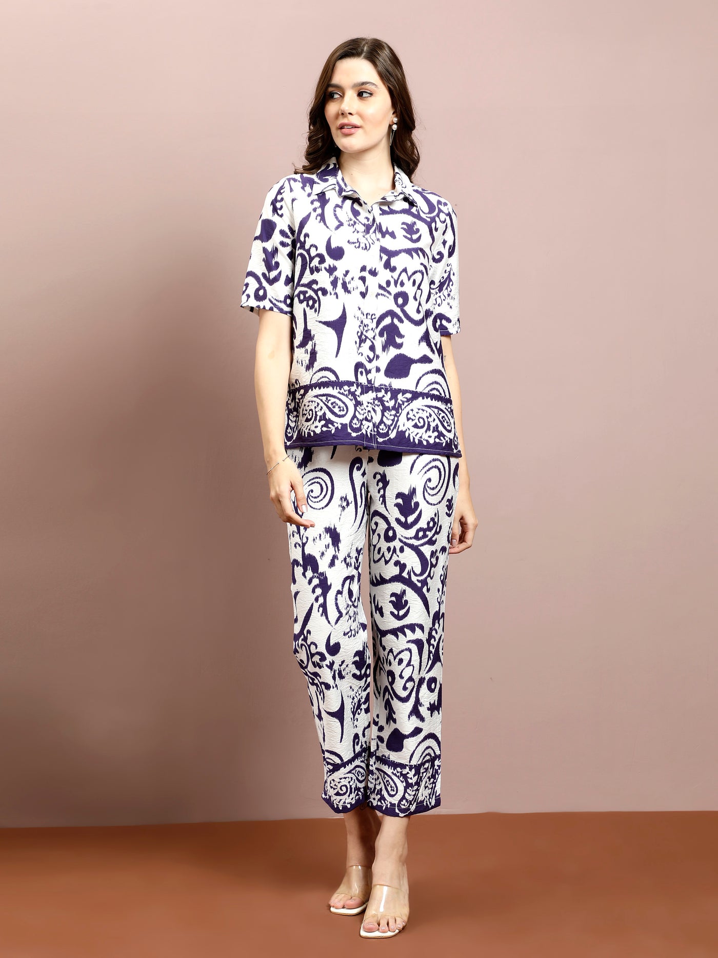 Boho By Athena Floral Printed Shirt With Trousers