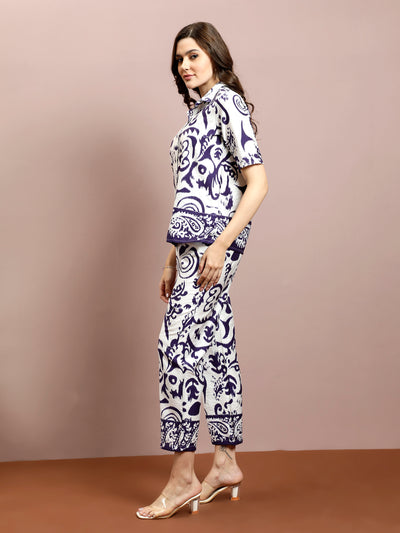 Boho By Athena Floral Printed Shirt With Trousers