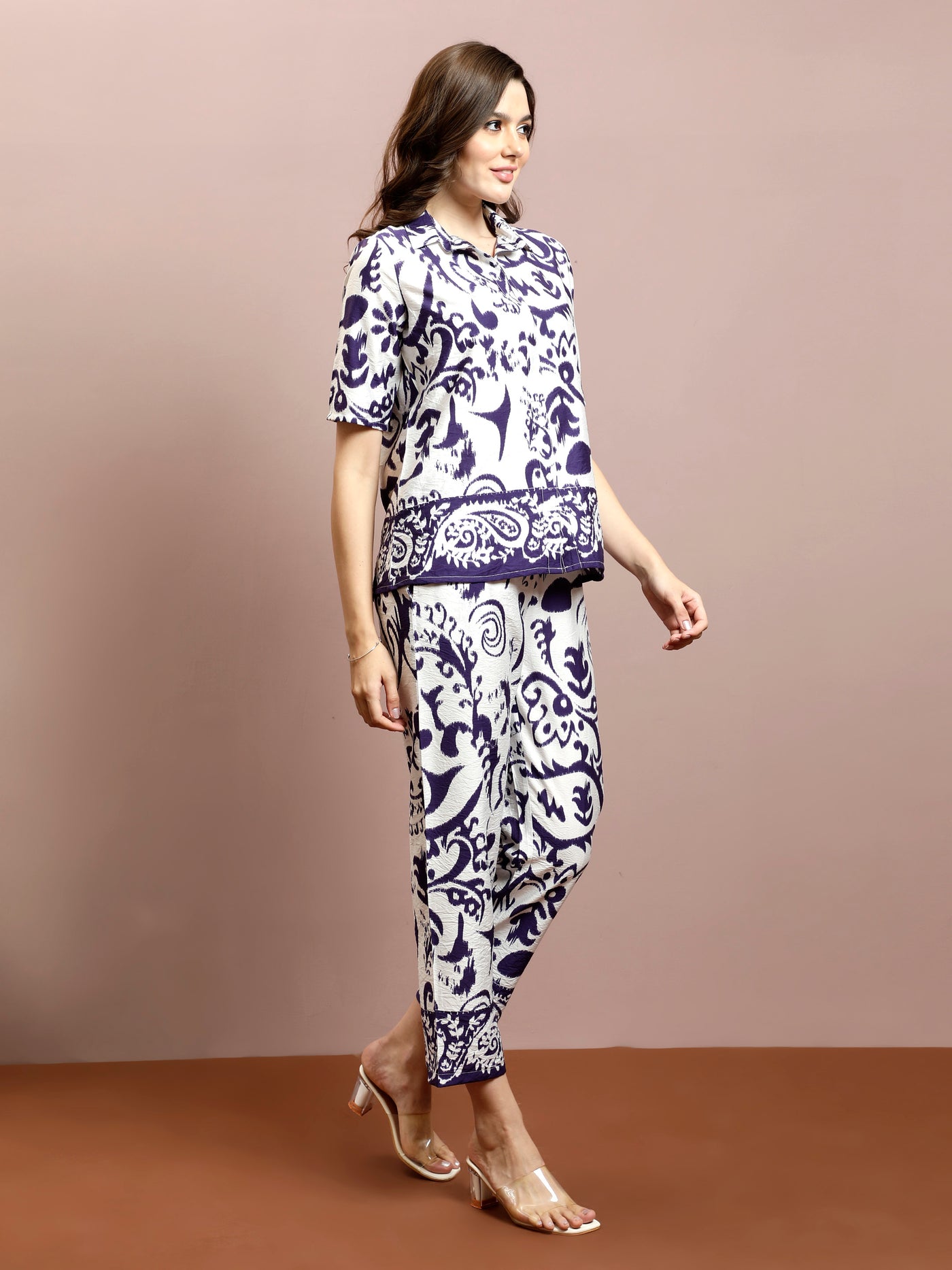 Boho By Athena Floral Printed Shirt With Trousers