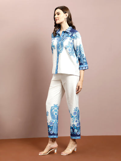 Boho By Athena Floral Printed Shirt With Trousers