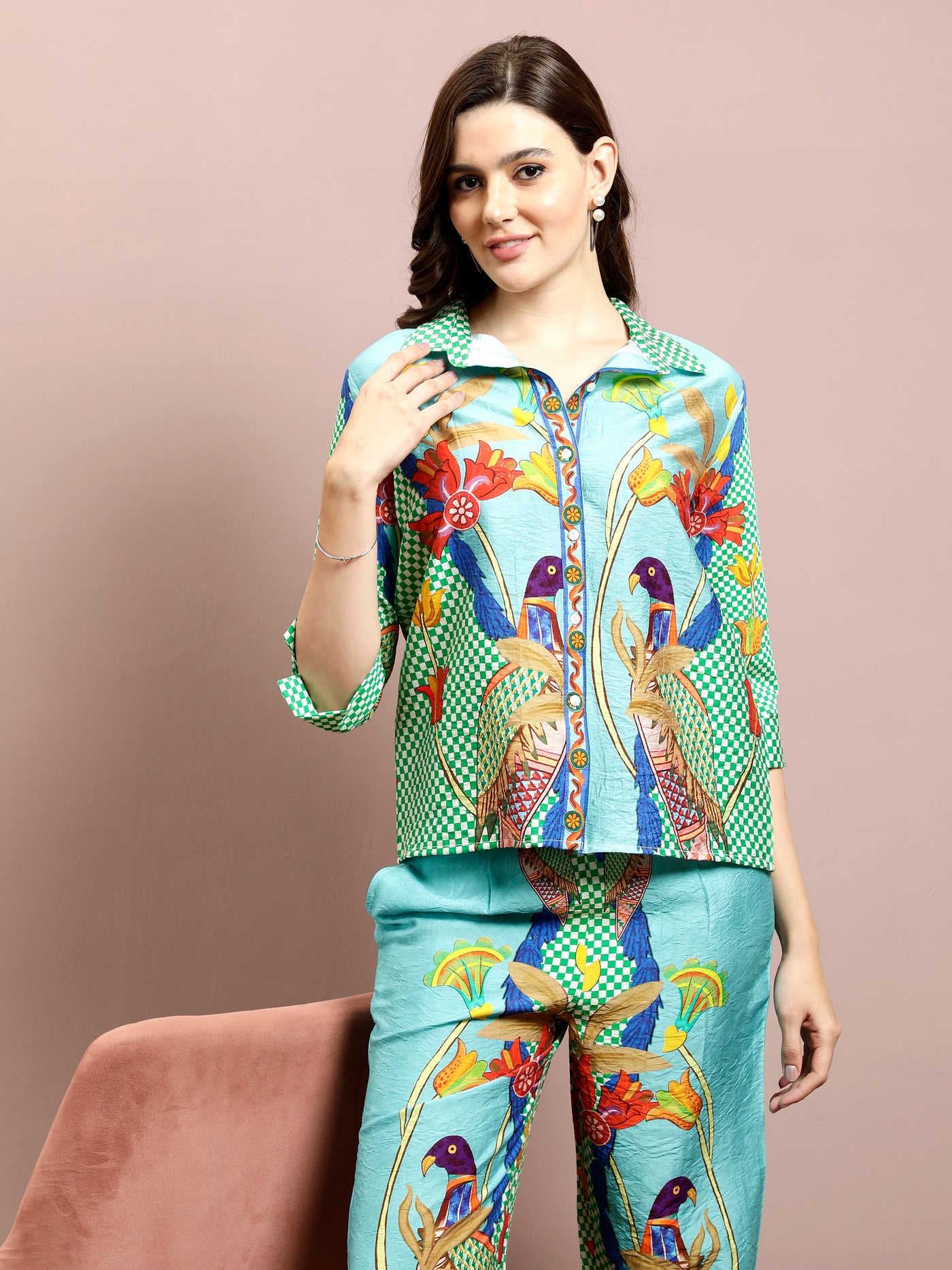 Boho By Athena Floral Printed Shirt & Trousers