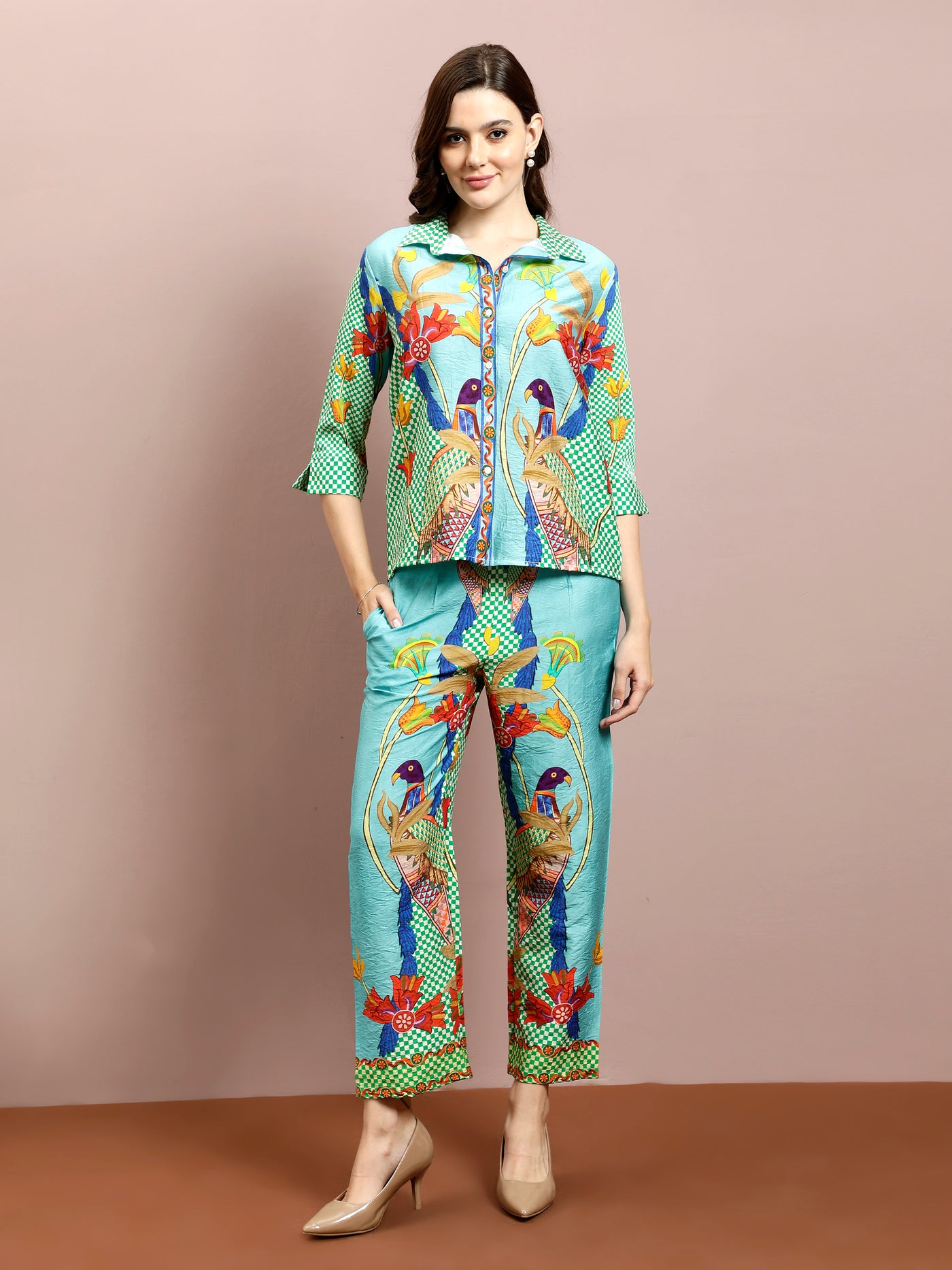 Boho By Athena Floral Printed Shirt & Trousers