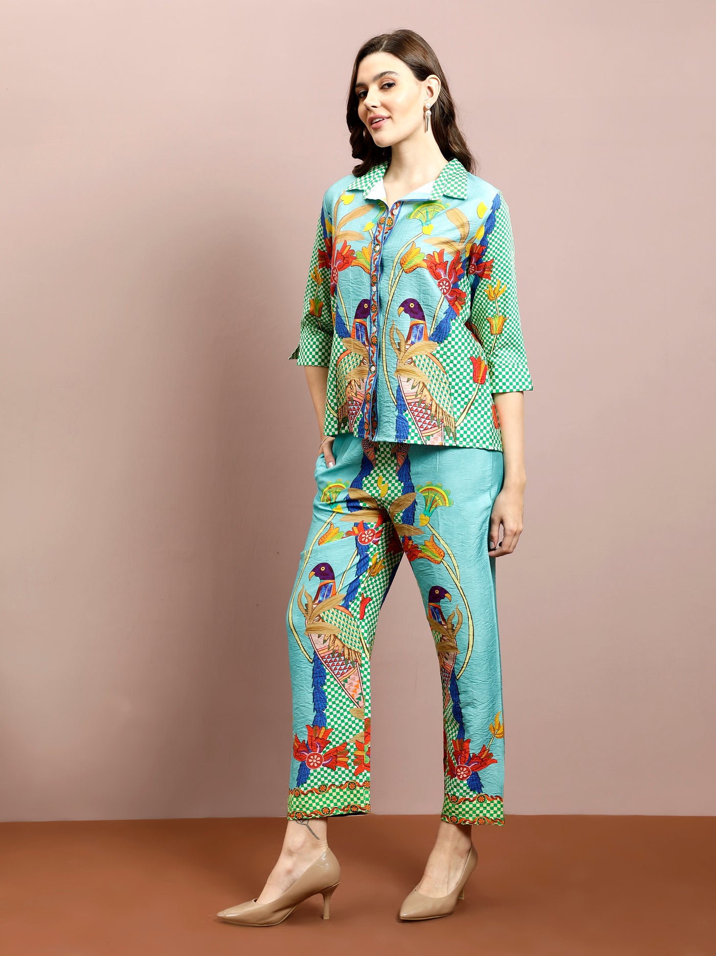 Boho By Athena Floral Printed Shirt & Trousers