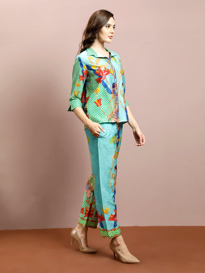 Boho By Athena Floral Printed Shirt & Trousers