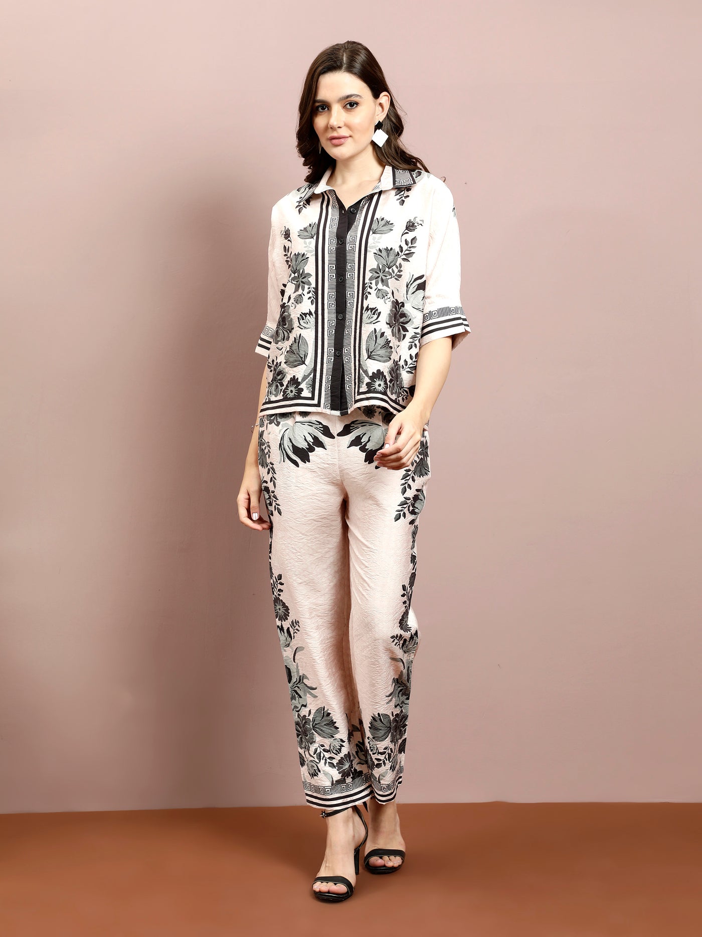 Boho By Athena Floral Printed Shirt With Trousers