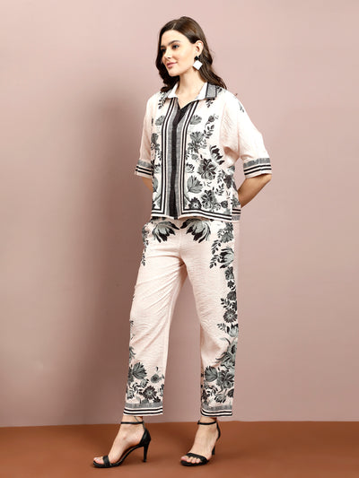 Boho By Athena Floral Printed Shirt With Trousers