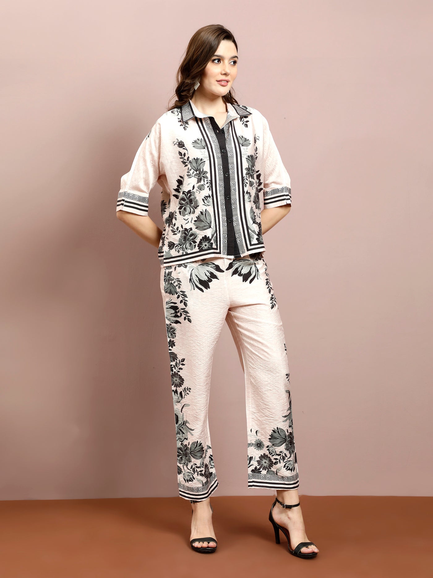 Boho By Athena Floral Printed Shirt With Trousers