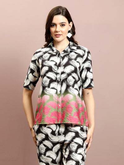 Boho By Athena Geometric Printed Shirt With Trousers