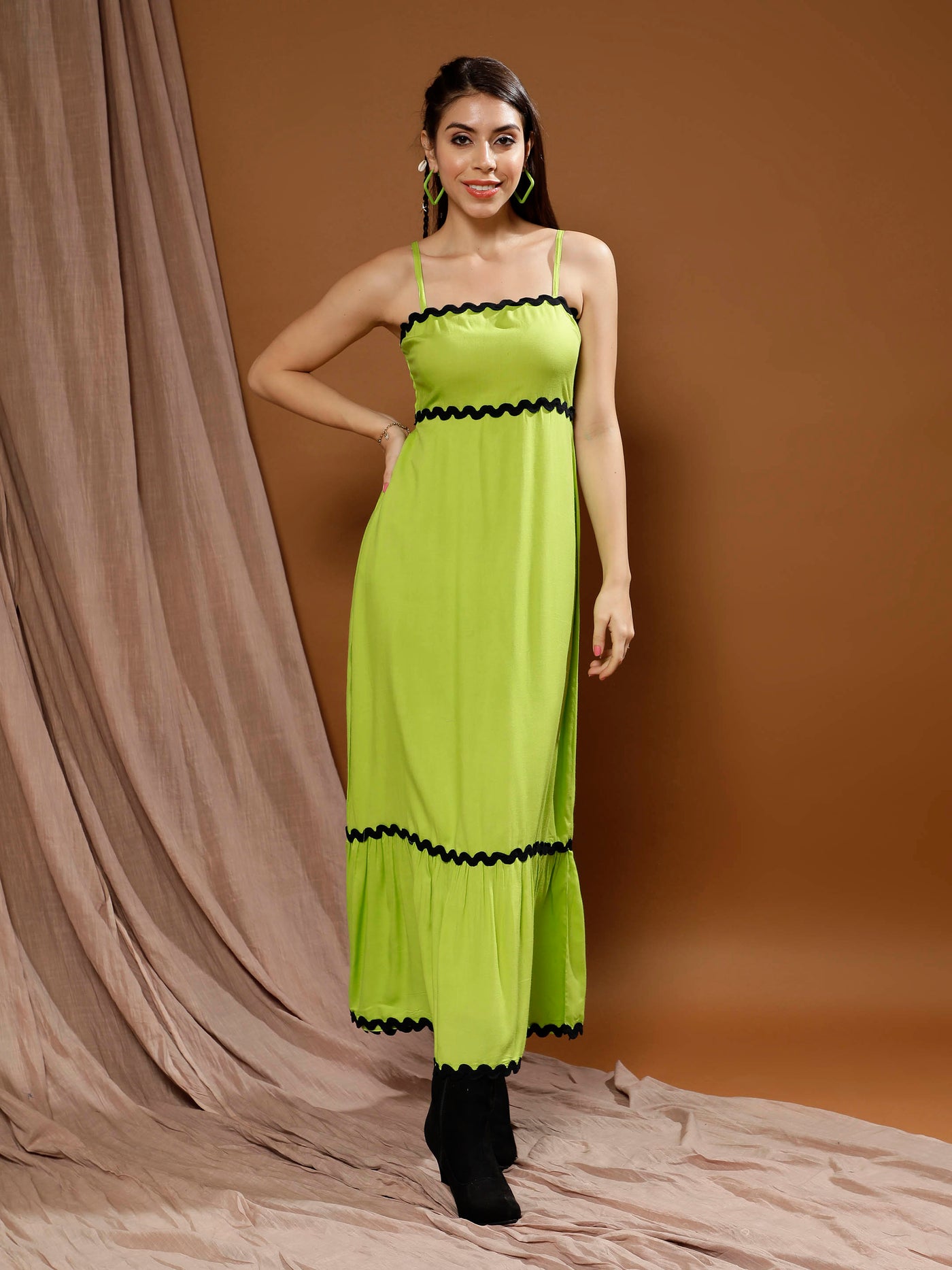 Boho By Athena Solid Embellished Ready to Wear Maxi Dress