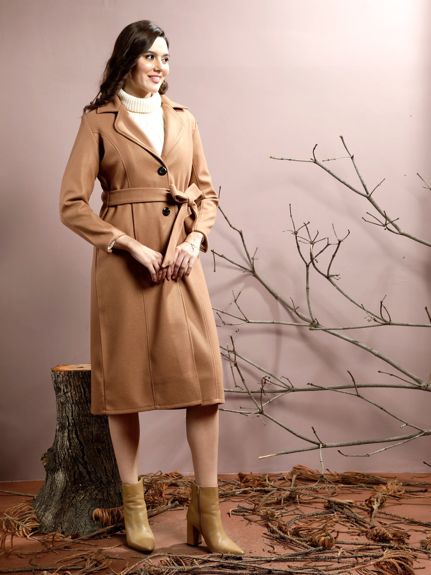 Athena Notched Collar Longline Overcoat