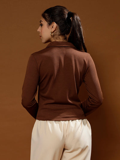 Athena Immutable Brown regular blouson top