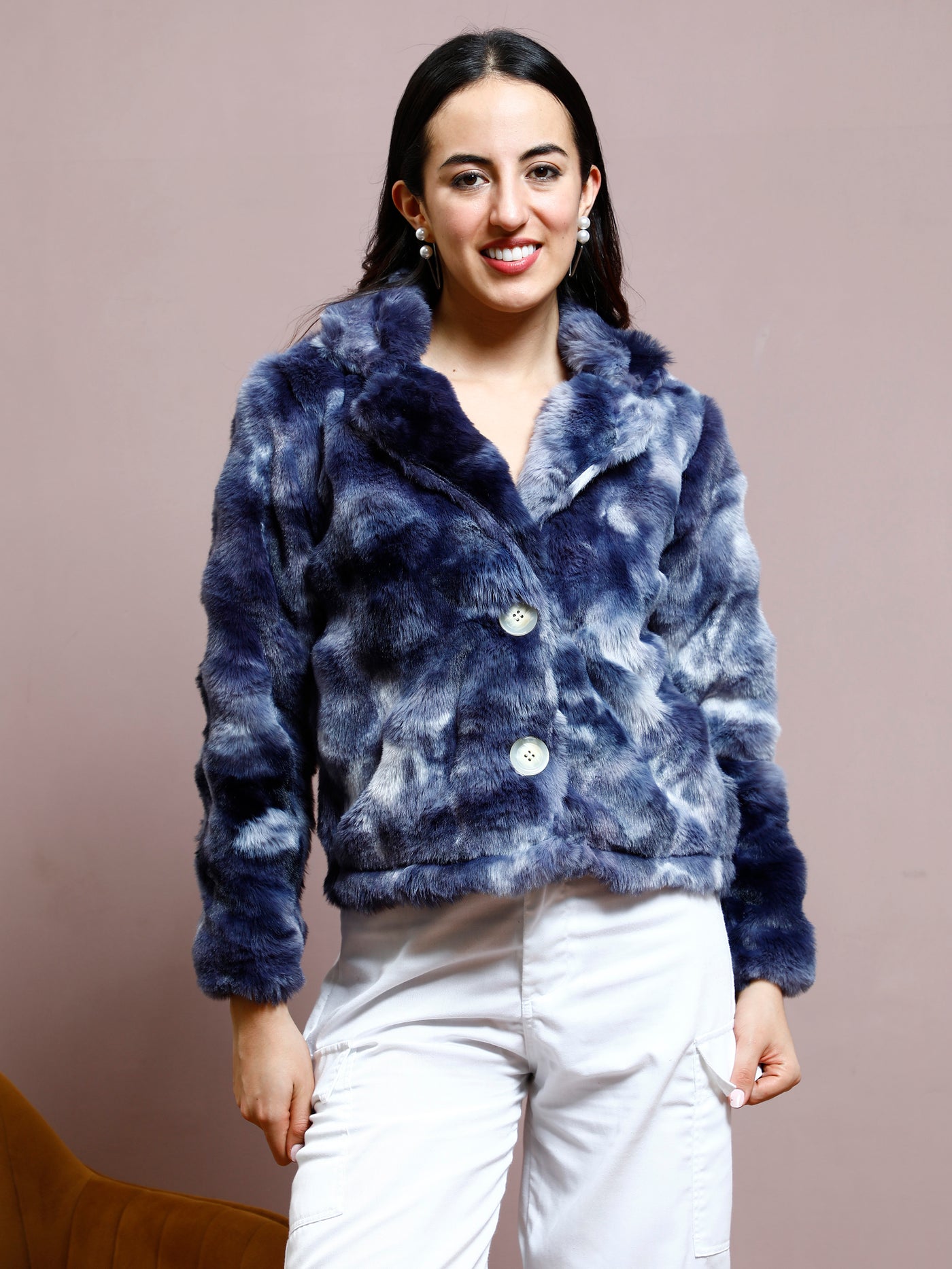 Athena Dyed Single-Breasted Lapelled Fur Coat