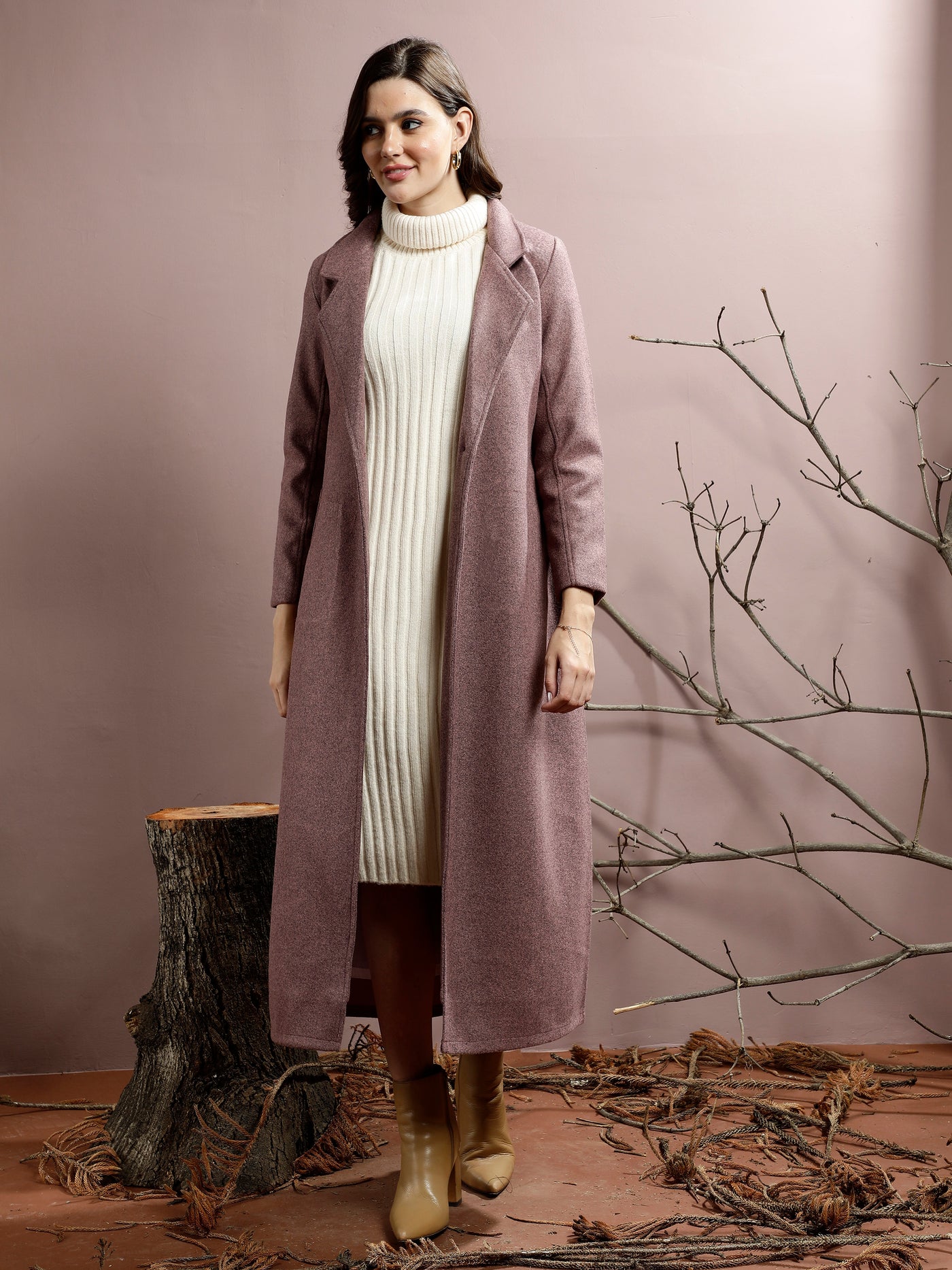 Athena Notched Collar Longline Overcoat