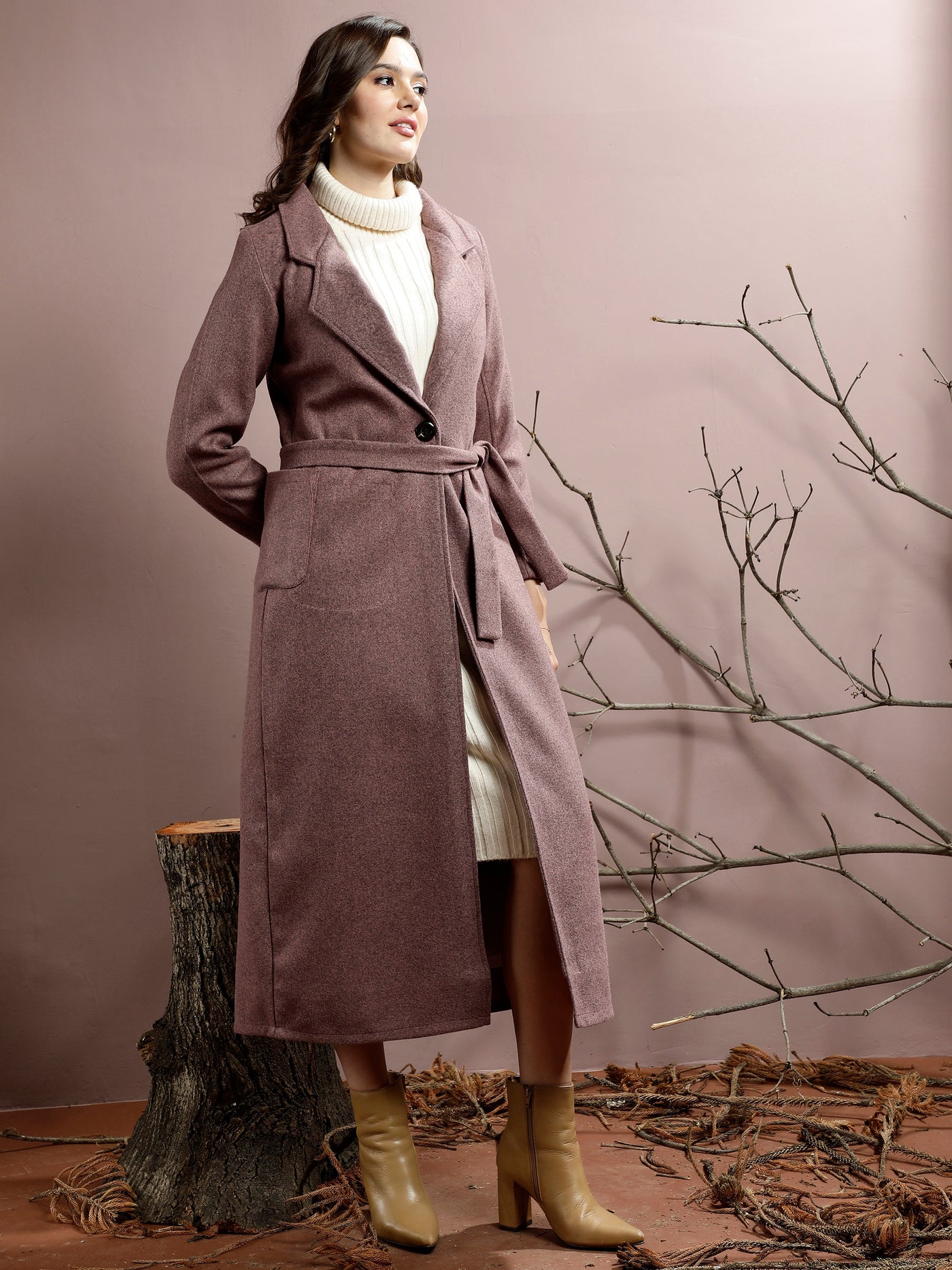 Athena Notched Collar Longline Overcoat